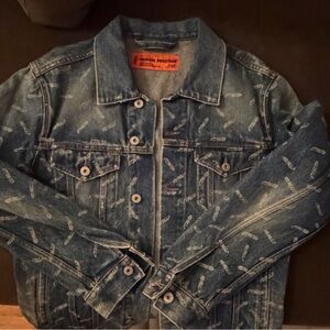 Heron Preston Blue Denim Jacket with Logo Pattern